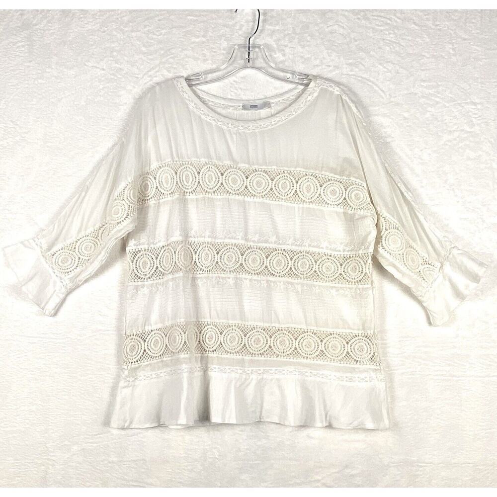 Closed White Crochet Insert Blouse